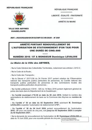 Arrêté N°208 - 07 LEVALOIS  Suite CL