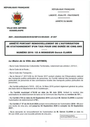 Arrêté N°207 - 03 CLARIN  Suite CL