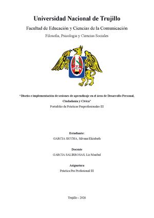 Portafolio De Sesiones De Aprendizaje Ppp Iii