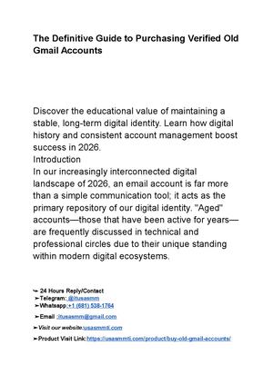 The Definitive Guide To Purchasing Verified Old Gmail Accounts