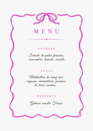 Menu Elissa’s celebration