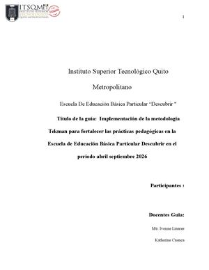 GUIA PARA  DOCENTE  METODOLOGÍA TEKMAN