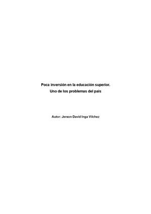 Poca Inversión De La Educación Superior