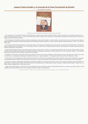 Joaquín Gracia Anadón y el incendio de la Casa Consistorial de Garafía.