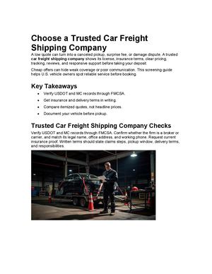How to Choose a Car Freight Shipping Company | Auto Transport Checklist