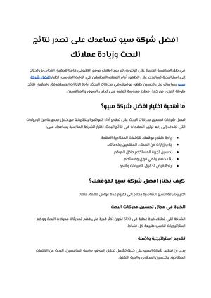 افضل شركة سيو تساعدك على تصدر نتائج البحث وزيادة عملائك