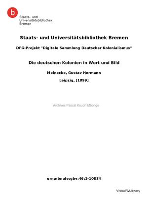 Gustav Meinecke Die Deutschen Kolonien In Wort Und Bild