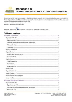 Modopsoc 04 Tutoriel Validation Création D'une Fiche Tourinsoft