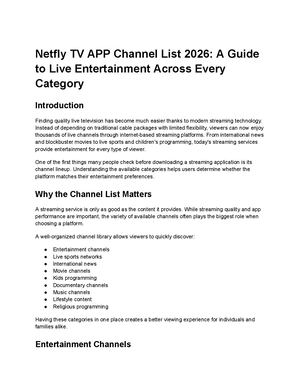 Netfly Tv App Channel List 2026 A Guide To Live Entertainment Across Every Category