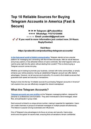 Top 10 Reliable Sources For Buying Telegram Accounts In America (Fast & Secure)