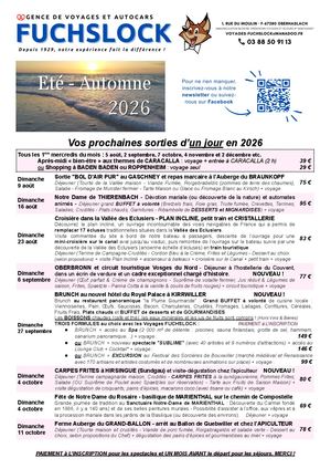 Programme Ete-Automne 2026 | Voyages FUCHSLOCK