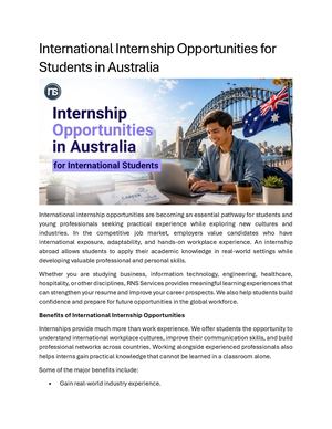 International Internship Opportunities For Students In Australia