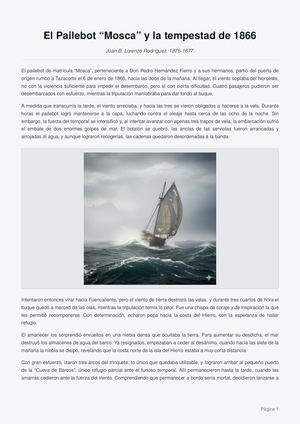 El Pailebot “Mosca” y la tempestad de 1866