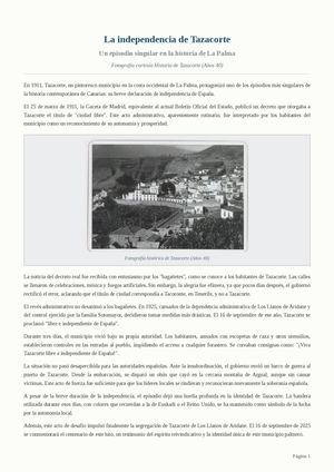 La independencia de Tazacorte