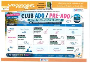Programme Ados Du 26 Juillet Au 1er Oaût 2026