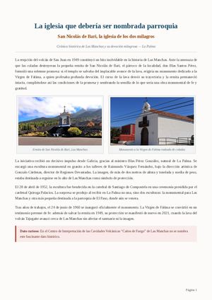 La iglesia que debería ser nombrada parroquia.