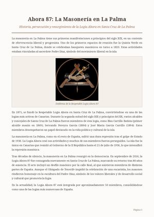 Abora 87 la Masonería en La Palma.