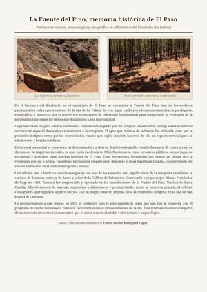 La Fuente del Pino, memoria histórica de El Paso.
