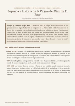 Leyenda e historia de la Virgen del Pino de El Paso.
