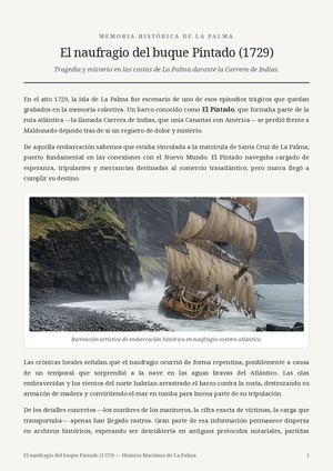 El naufragio del buque Pintado (1729), tragedia en las costas de La Palma.