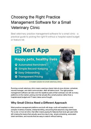 Choosing The Right Practice Management Software For A Small Veterinary Clinic