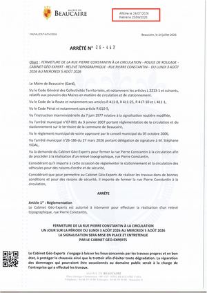 Fichier Parution Des Arrêtés N°26 447 à 26 449