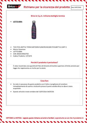 Richiamo THE STEEL BOTTLE- KASANOVA art 1371672