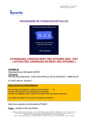 Programme Détaillé Dja 2026 2027
