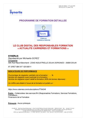 Programme Détaillé Synerclub Carrieres Formation 2026 2027