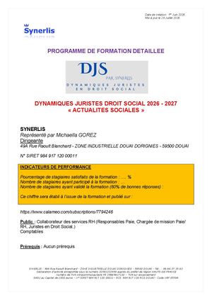 Programme Détaillé Djs 2026 2027