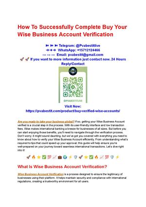 How To Successfully Complete Buy Your Wise Business Account Verification