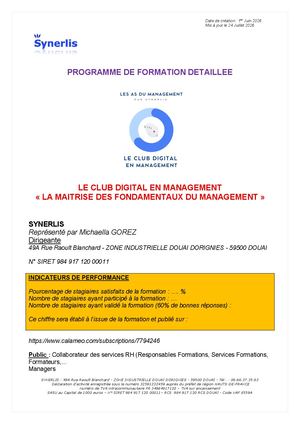 Programme Détaillé Les As Du Management 2026 2027