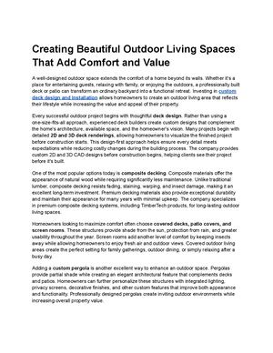 Creating Beautiful Outdoor Living Spaces That Add Comfort And Value