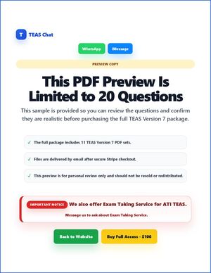 Ati Teas 7 Set 6 Questions And Answers