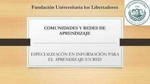 Comunidades Y Redes De Aprendizaje