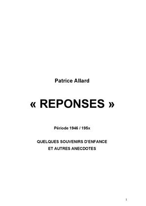 Quelques réponses à des questions qui m'ont été posées....