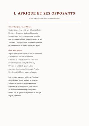 Afrique Et Ses Opposants Poeme
