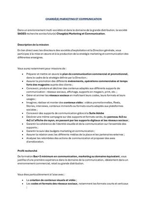 Annonce Recrutement Poste Chargé(e) de Communication