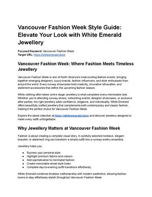 Vancouver Fashion Week Style Guide | Luxury Jewellery by White Emerald