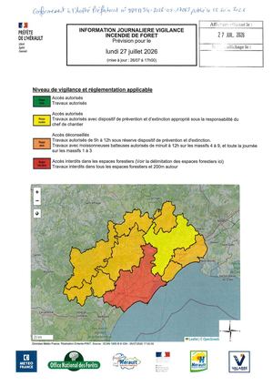 27 07 2026 Carte Réglementation D'accès Aux Massifs Ap Ddtm34 2026 05 17063