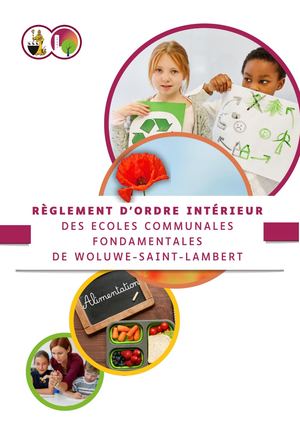 Règlement d'ordre intérieur des écoles communales fondamentales de Woluwe Saint-Lambert