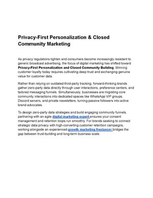 Privacy-First Personalization & Closed Community Marketing