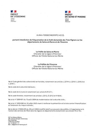 20260724 2026 Cab Sidpc 1222 Portant Interdiction De Frequentation De La Foret Domaniale Des 3 Pignons Dans 77 Et 91 (1)