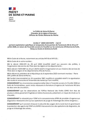 20260723 2026 Cab Sidpc 1220 Portant Exploitation Specifique Et Temporaire D Une Portion De L Autoroute A6 Du 23 Au 27 Juillet 2026 (1)