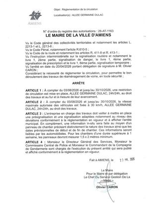 26 AT 1163 Réglementation De La Circulation Allée Germaine Dulac Du 03 08 2026 Au 30 10 2026  - Publiée Le 27 07 2026