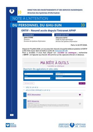 Ghu Sun Ortif Nouvel Accès Intranet Aphp 2026