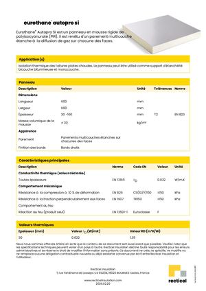 Recticel Eurothane Autopro Si Fiche Technique 20262002