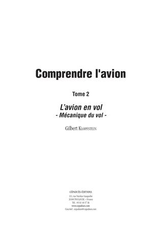 Extrait 2312 Comprendre l'avion. Mécanique du Vol. Tome 2