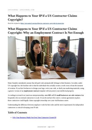 What Happens to Your IP if a US Contractor Claims Copyright?