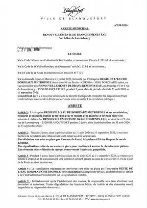Arrêté n° 238-2026